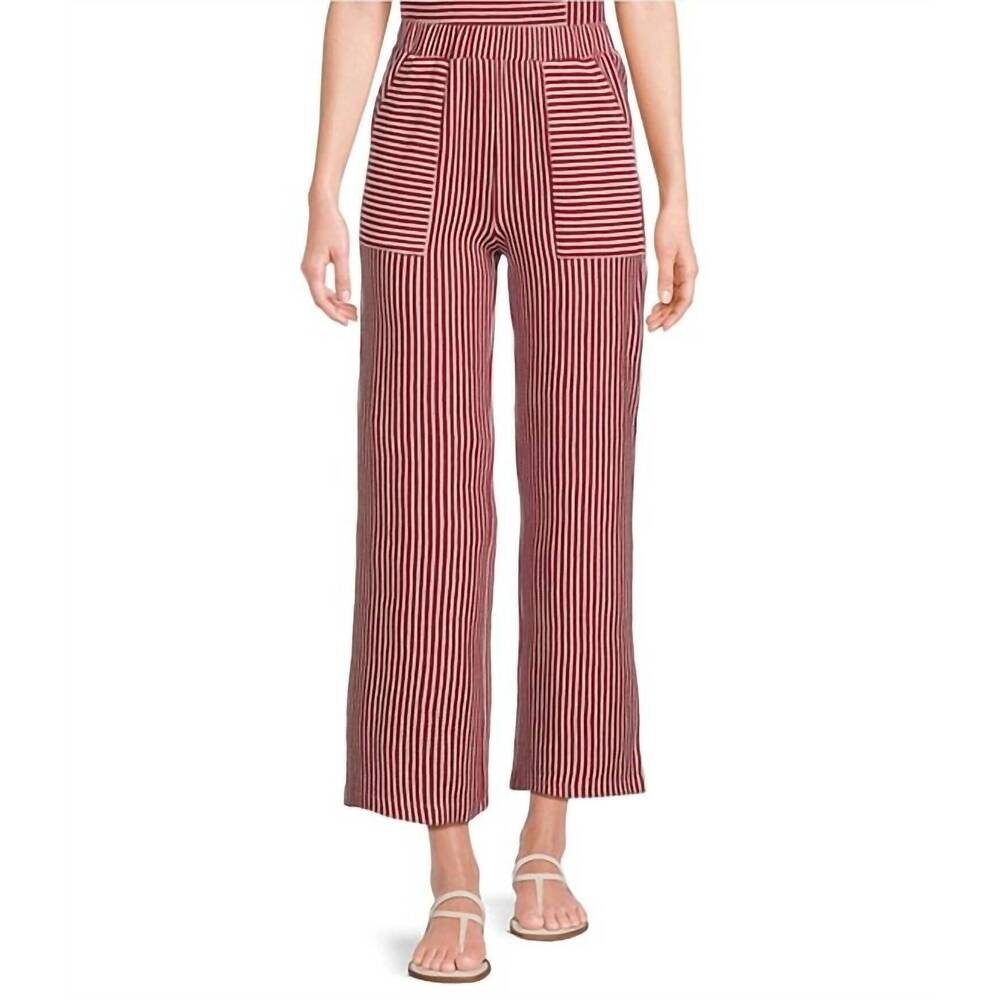 NEW SEE AND BE SEEN striped straight leg pants in red/cream